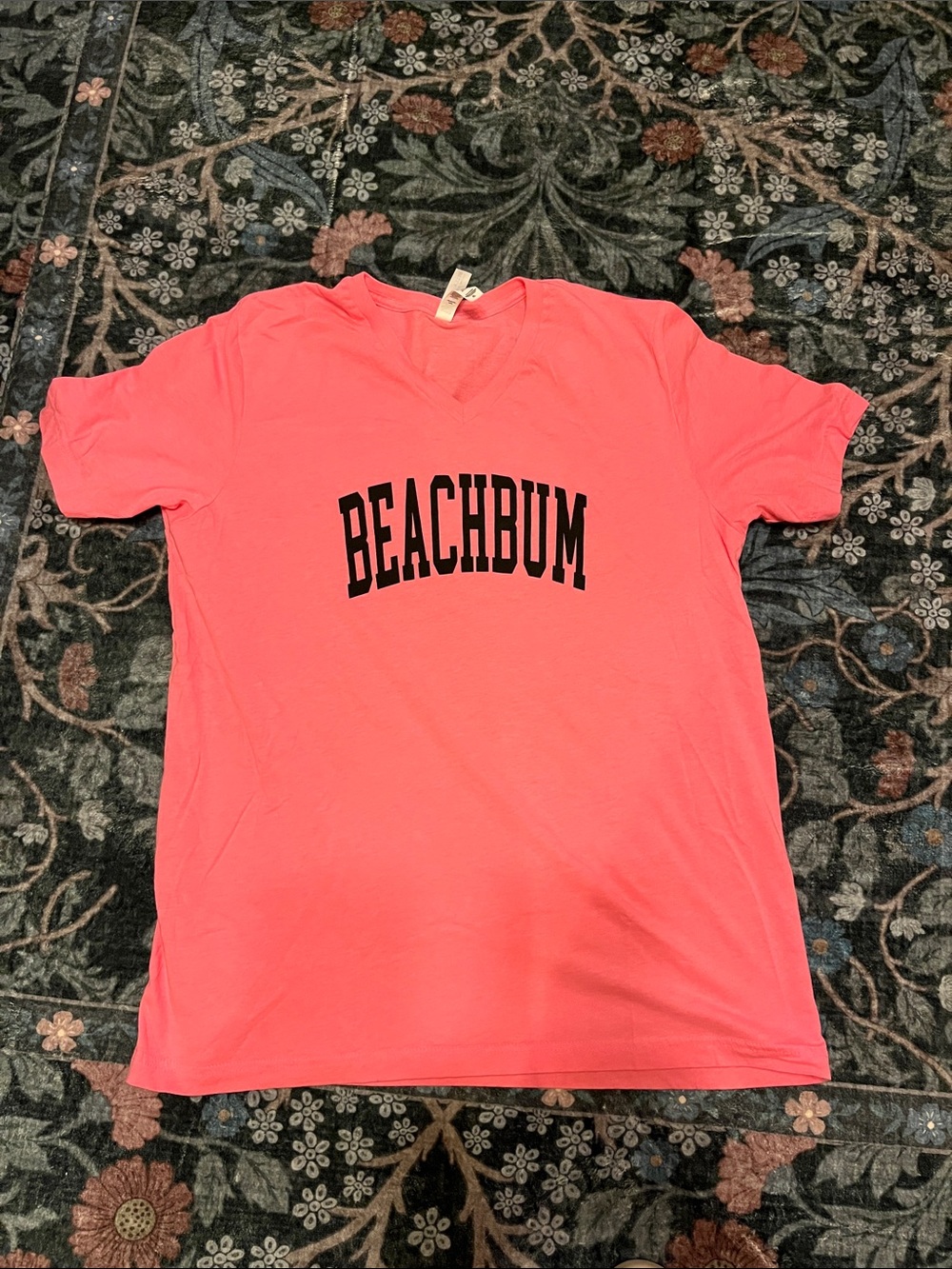 Bella Canvas Coral Pink V-Neck BEACHBUM Graphic Tee